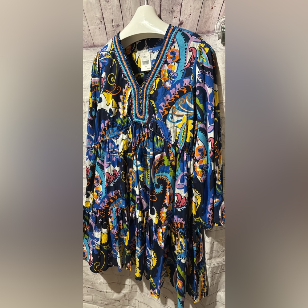 New XXLarge  Boho Multicolor Abstract Dress %100cotton - Picture 6 of 8